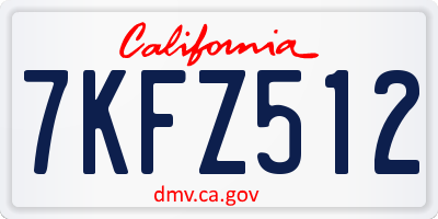 CA license plate 7KFZ512
