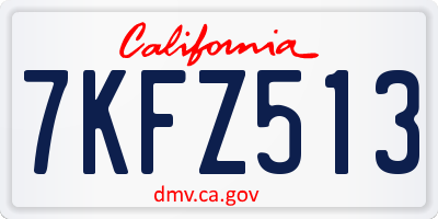CA license plate 7KFZ513