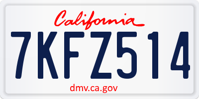 CA license plate 7KFZ514