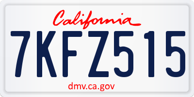 CA license plate 7KFZ515