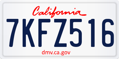 CA license plate 7KFZ516