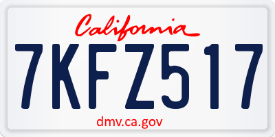 CA license plate 7KFZ517