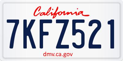 CA license plate 7KFZ521