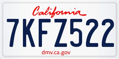CA license plate 7KFZ522