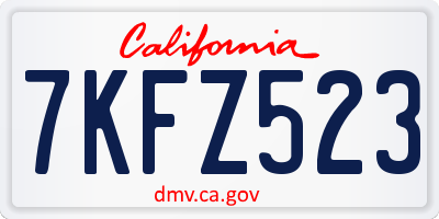 CA license plate 7KFZ523