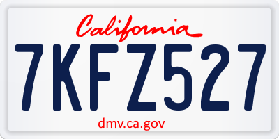 CA license plate 7KFZ527