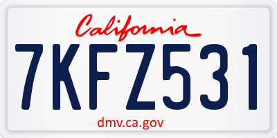 CA license plate 7KFZ531