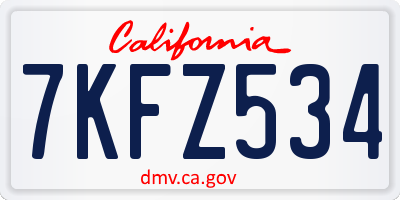 CA license plate 7KFZ534