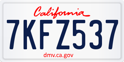 CA license plate 7KFZ537