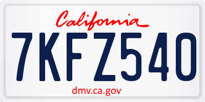CA license plate 7KFZ540