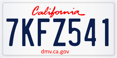 CA license plate 7KFZ541