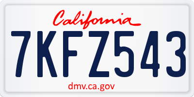 CA license plate 7KFZ543