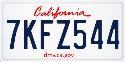 CA license plate 7KFZ544