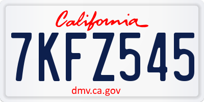 CA license plate 7KFZ545