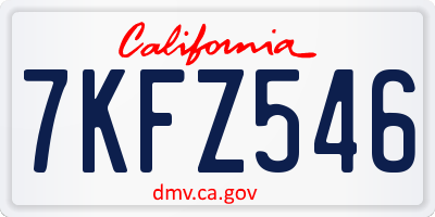 CA license plate 7KFZ546