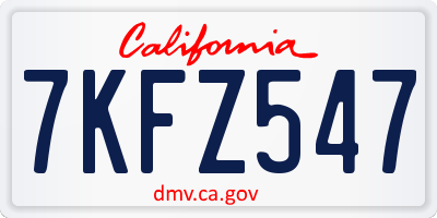 CA license plate 7KFZ547