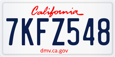 CA license plate 7KFZ548