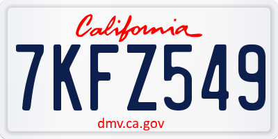 CA license plate 7KFZ549