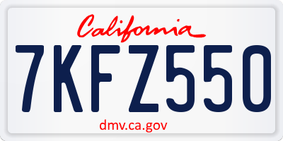 CA license plate 7KFZ550