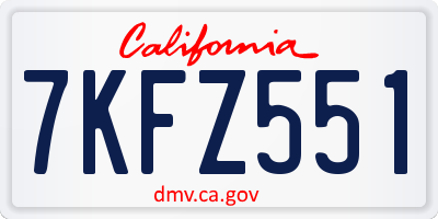 CA license plate 7KFZ551