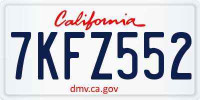 CA license plate 7KFZ552