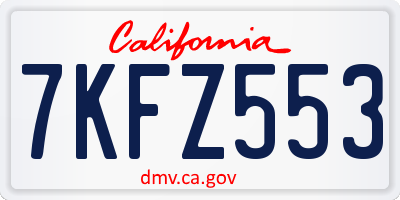 CA license plate 7KFZ553