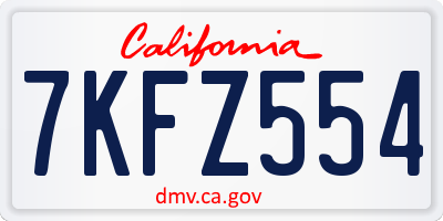 CA license plate 7KFZ554