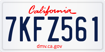 CA license plate 7KFZ561