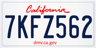 CA license plate 7KFZ562