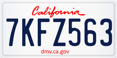 CA license plate 7KFZ563