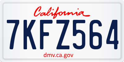 CA license plate 7KFZ564