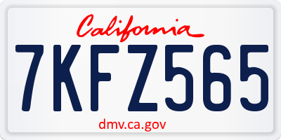 CA license plate 7KFZ565