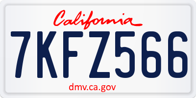 CA license plate 7KFZ566
