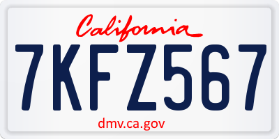 CA license plate 7KFZ567