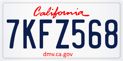CA license plate 7KFZ568