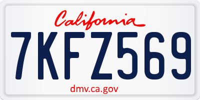 CA license plate 7KFZ569