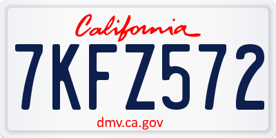 CA license plate 7KFZ572