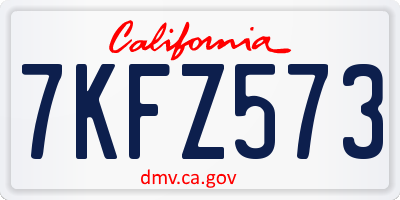 CA license plate 7KFZ573