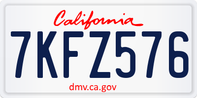 CA license plate 7KFZ576