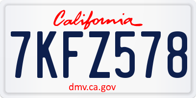 CA license plate 7KFZ578