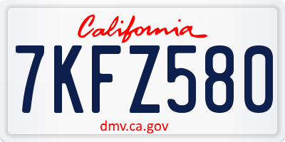 CA license plate 7KFZ580