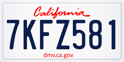 CA license plate 7KFZ581