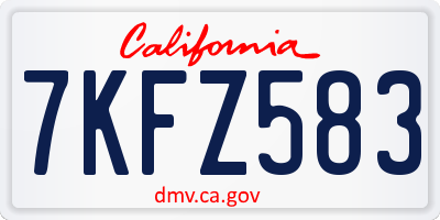 CA license plate 7KFZ583