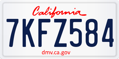 CA license plate 7KFZ584
