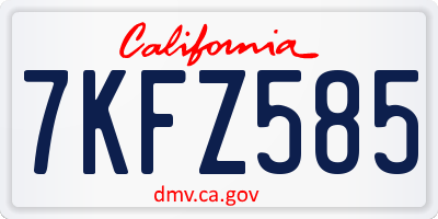 CA license plate 7KFZ585