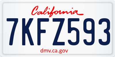 CA license plate 7KFZ593
