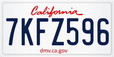 CA license plate 7KFZ596