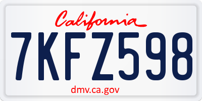 CA license plate 7KFZ598