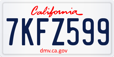 CA license plate 7KFZ599