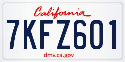 CA license plate 7KFZ601